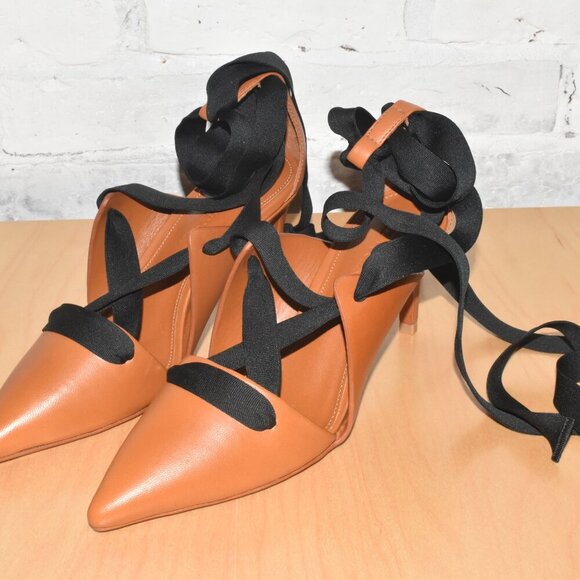 NWOT Ulla Johnson Soft Brown Leather Pointy Toe High Heels Size 6 - Picture 2 of 9